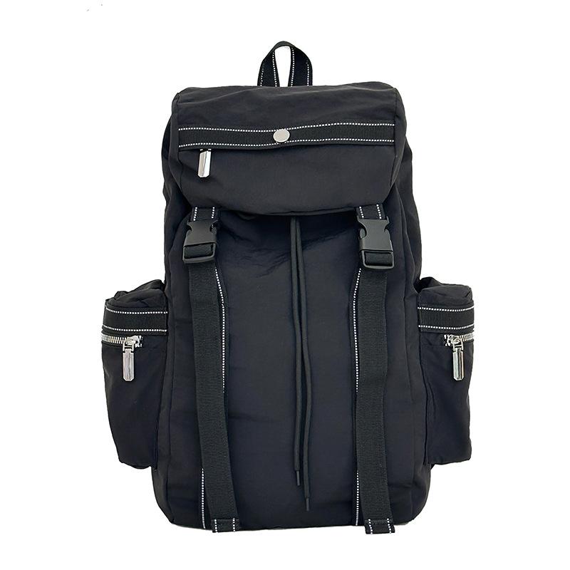 

Outdoor bag women s lightweight travel backpack women s high-value solid-color college student schoolbag men s multi-pocket backpack чёрный