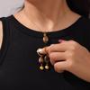 Maillard Geometric Tiger Eye Oval Pendant & Earrings Set In 18K Gold-Plated Titanium Steel