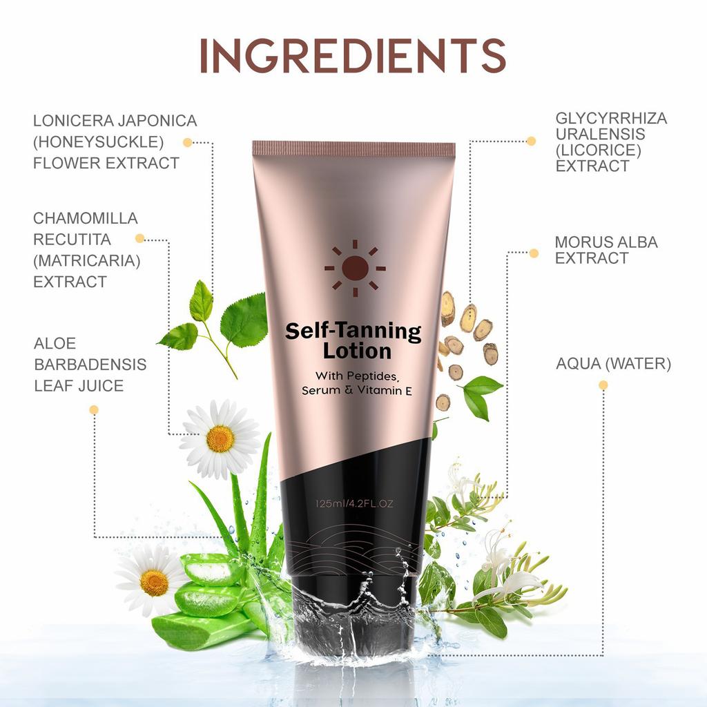 Tanner Lotion 125ml ,No Streaks Bronzer Fake Tanning Lotion Instant Fake Tan Sunless Tanning Lotion For Darker Bronzer Skin Body Makeup