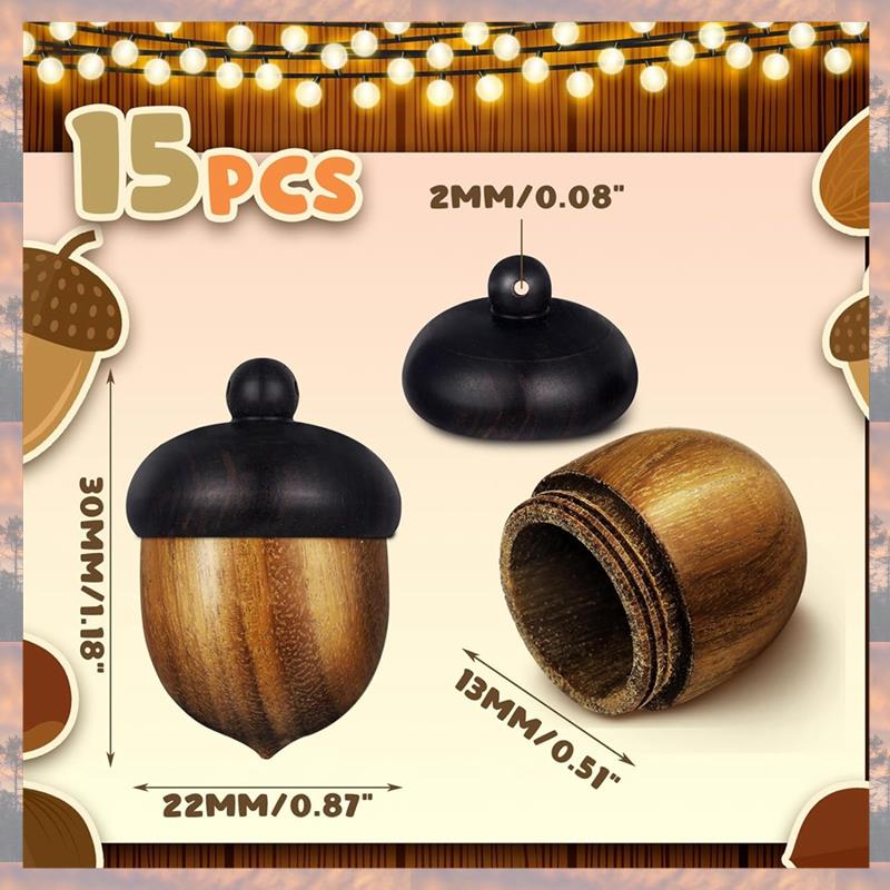 2025 Trend 15 Stück Miniatur Holz Eichel Anhänger Abnehmbarer Holz Eichel Anhänger 3 Farben Geformte Holz Eichel Nuss Box Für Schmuckherstellung