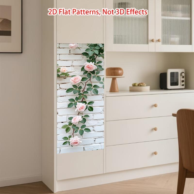 84Style Fridge Stickers Refrigerator Cover Door Landscape Plant Sea Vinyl Self Adhesive Kitchen Furniture Decor Wrap Freezer Sticker DIY
