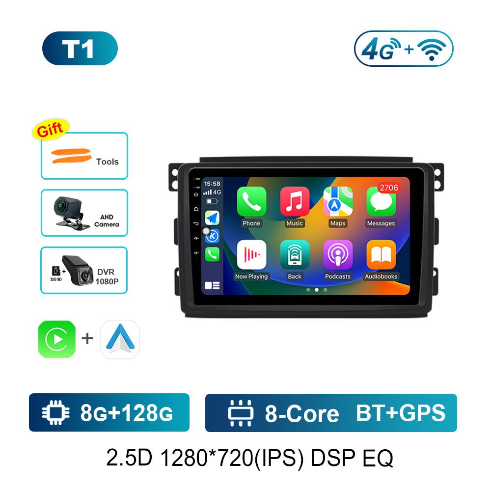 HD Screen Android Car Radio Multimedia Video Player for Smart Fortwo 451 2005 - 2010 GPS Navi 4G WiFi Bluetooth DSP Stereo