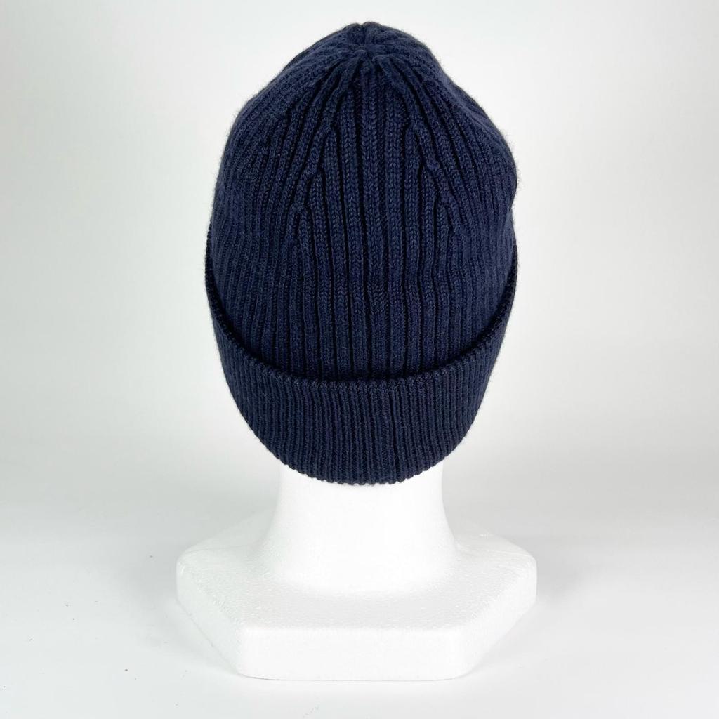Pristine LOEWE Knit cap Logo design beanie Navy blue wool Women F540257X23 Used