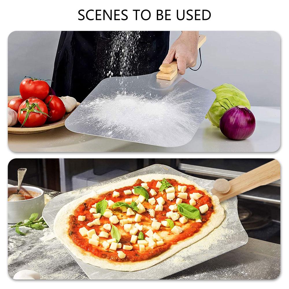 Pizza Spatula Metal Strip Foldable Wooden Handle Nonstick Pizza Spatula for Pizza Oven Pizza Turning Tool Baking Pastry Tool