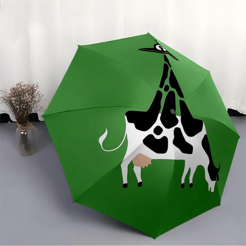 1pc Cow UFO Automatic Folding Umbrella - 8-Rib Compact Travel Umbrella Durable & Portable for Outdoor Use, Perfect Gift for Birthdays061