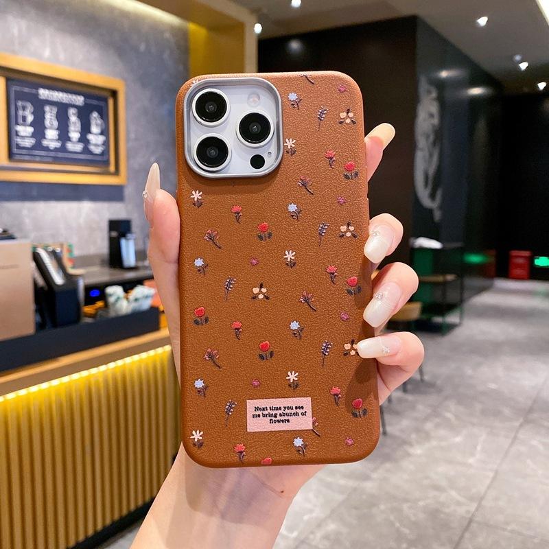 Hyunya Wind Small Floral Suitable for Samsung S26 Mobile Phone Case A17 Niche Advanced Leather Pattern S25plus Protective Case