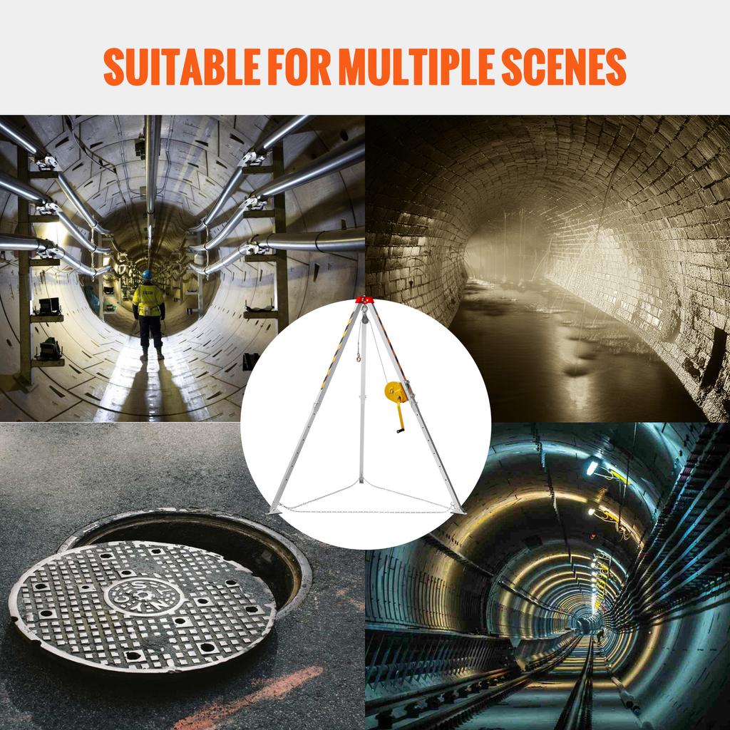 SucceBuy Confined Space Tripod Kit 1800 Lbs Winch Confined Space Rescue Tripod Fall Protection For Traditional Confined Spaces