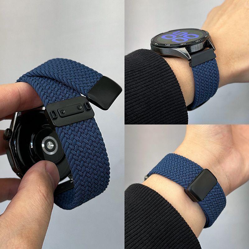 

Универсальный нейлоновый ремешок для часов 20 мм 22 мм - Нейлоновая магнитная пряжка Эластичный плетеный сменный ремешок для смарт-часов для HUAWEI Watch Samsung Galaxy Watch Amazfit 22mm