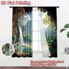 2D Flat Printing 2pcs Party Curtain Cave Waterfall Scenic Mountain Digital Printed Polyester Drapes Festive Holiday Use for