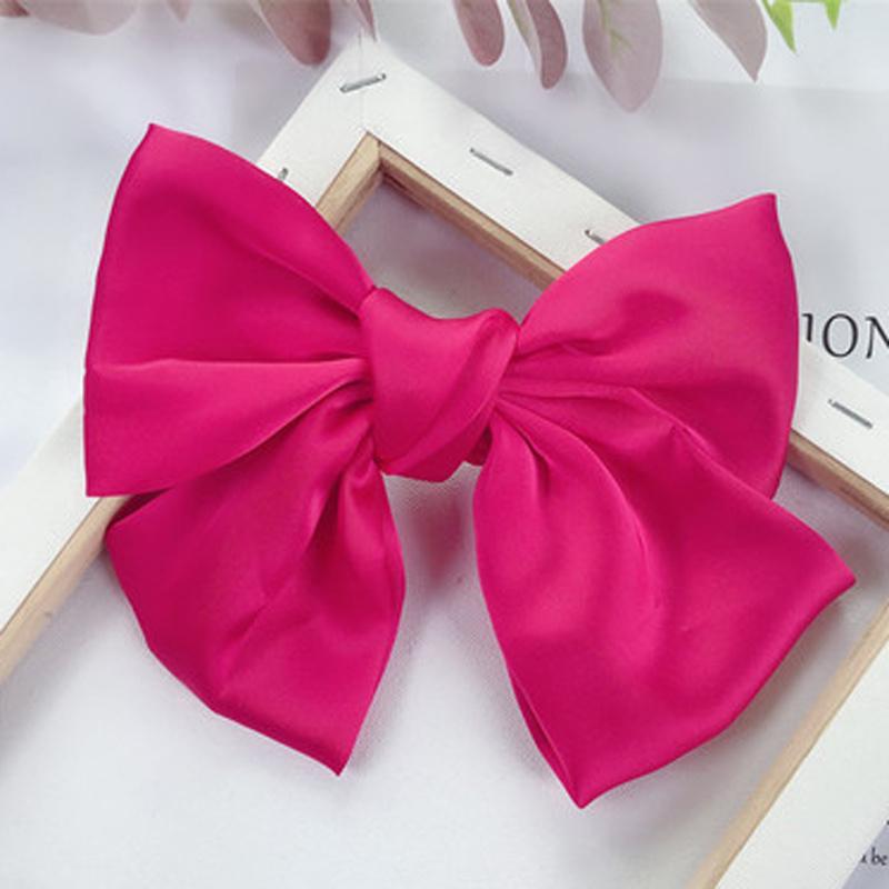 Scione Fashion Ribbon Hairgrips Big Large Bow Hairpin Women Girls Satin Barrette Hair Accessories
