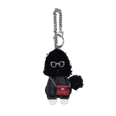 FUCUSEI Toy Poodleback Charm Key Holder, Stylish, Leather, Black