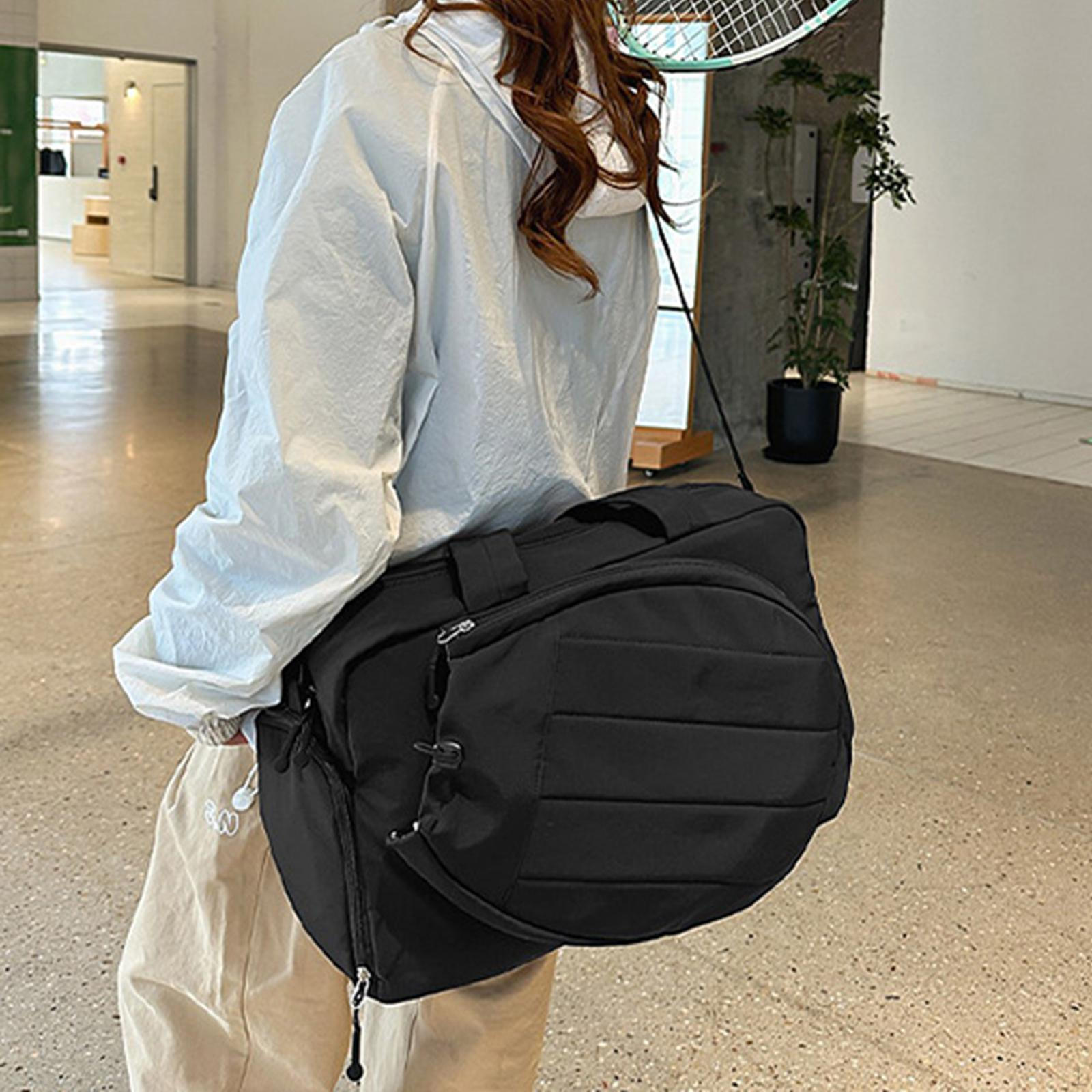 

Tennis Bag Portable Large Capacity with Shoe Compartment for Men Women Sports Duffle Gear чёрный