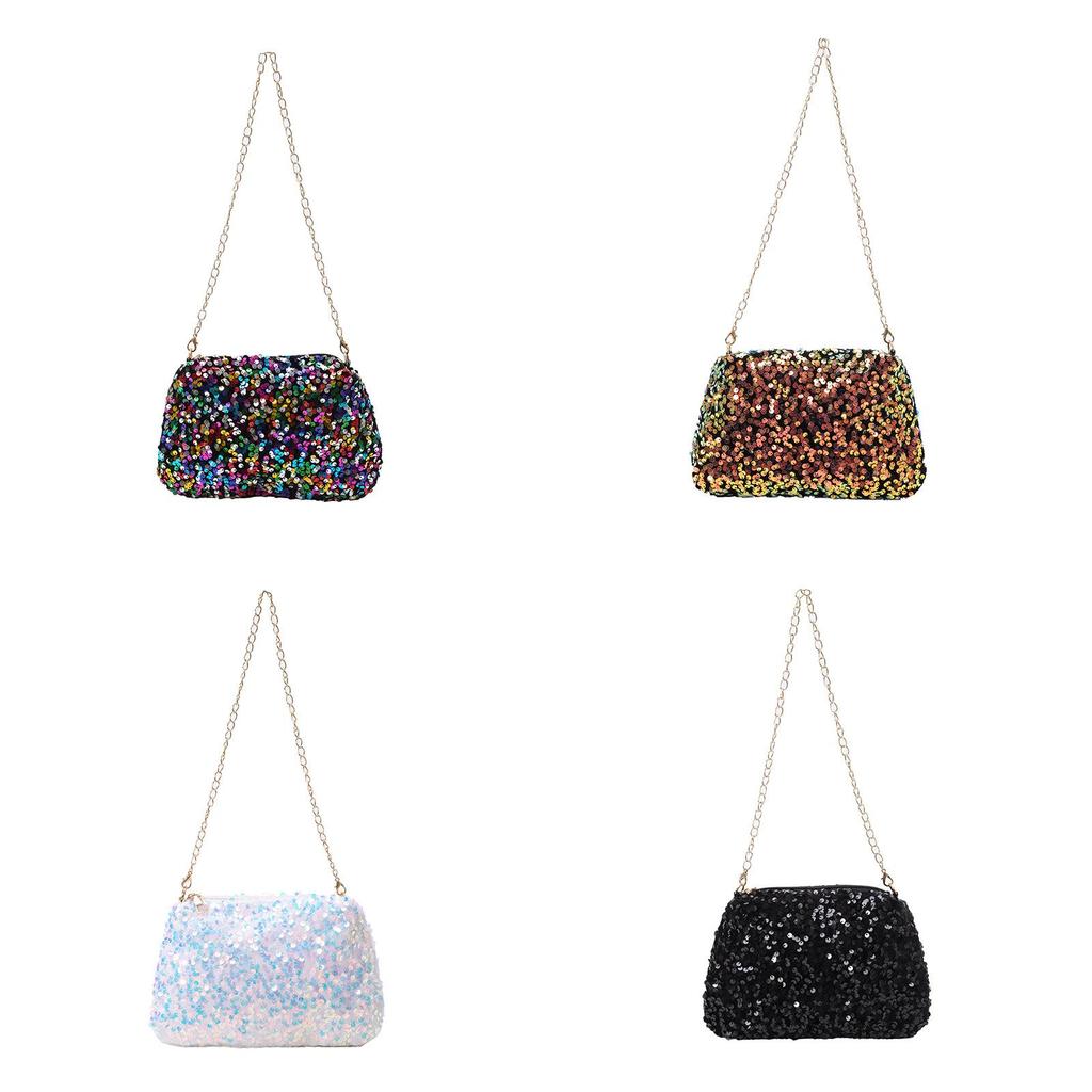 Mini Borsa a Spalla con Paillettes per Donna con Tracolla a Catena per Accessorio di Moda Quotidiano