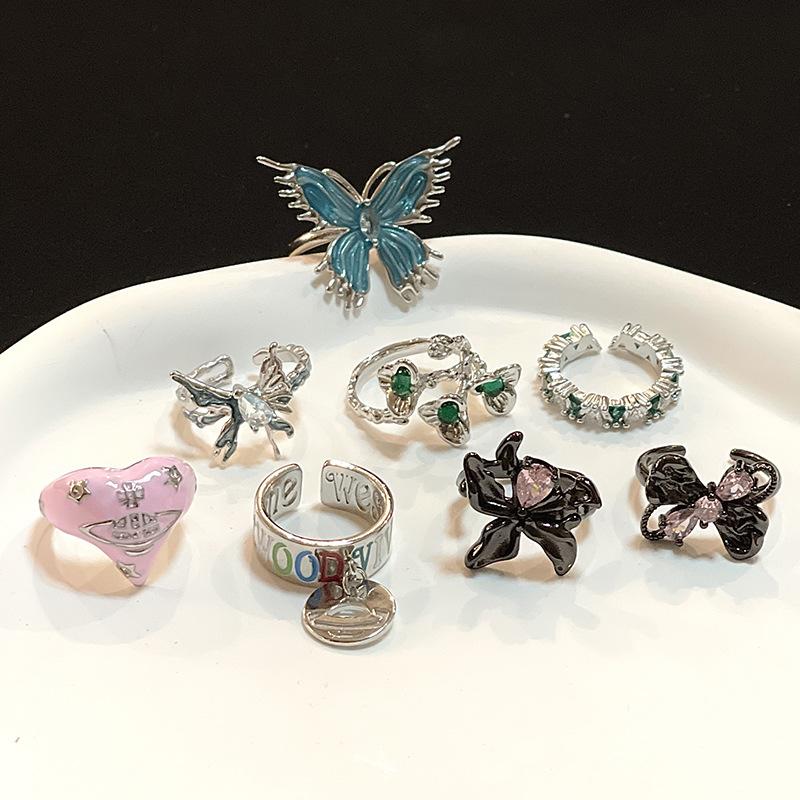 Butterfly Dark Wind Personality Stacking Wearing High-End Open Ring Niche Design Light Luxury Cold Wind Ring Woman