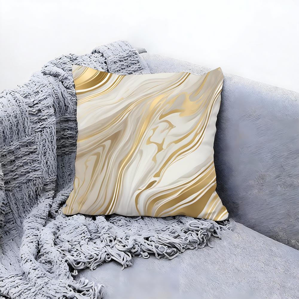 Elegant White Marble Pattern Cushion Cover Premium Comfort Reversible Pillow Cove Two In One Design for Any Room Car Interior