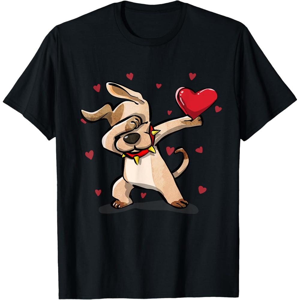Funny Dabbing Dog Heart Valentine s Day Gift Boys Girls Boys Girls Cotton Men T Shirt S