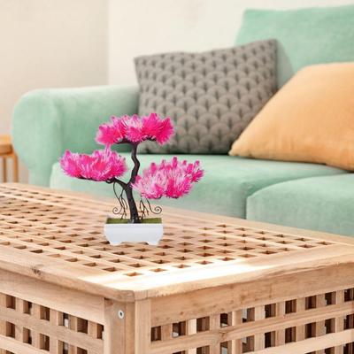 1 st Konstgjord Bonsai Blomträd med Designerkruka för Jul, Heminredning, Konstgjord Växt Bonsai Falskt Träd Ny