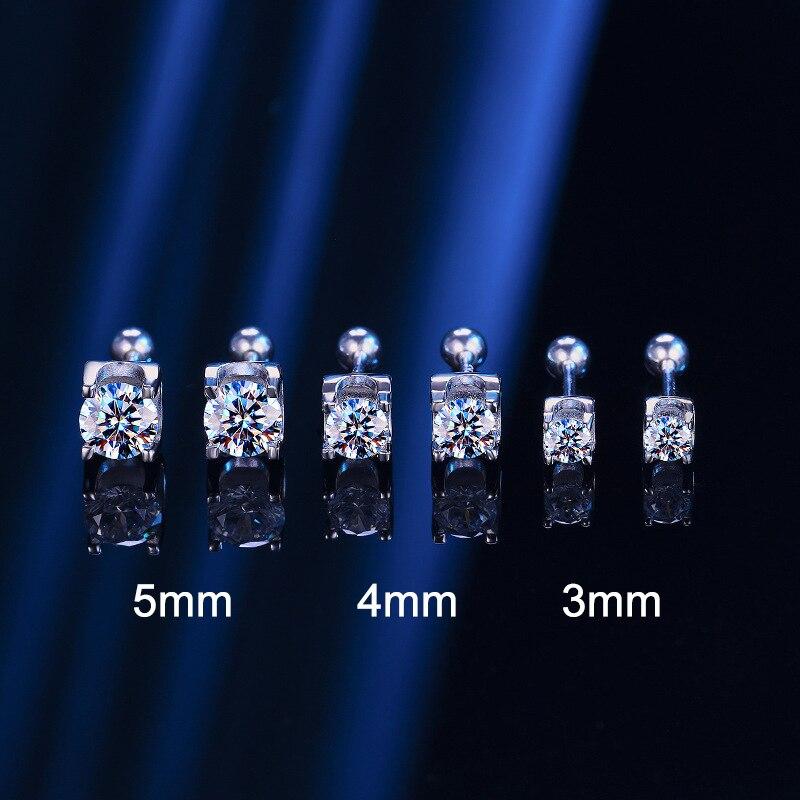 Moissanite Screw Earrings 0 .5ct White Gold Plated Sterling Silver D Vvs1 Lab Diamond With Gra 4 Claws Ear Studs For Women