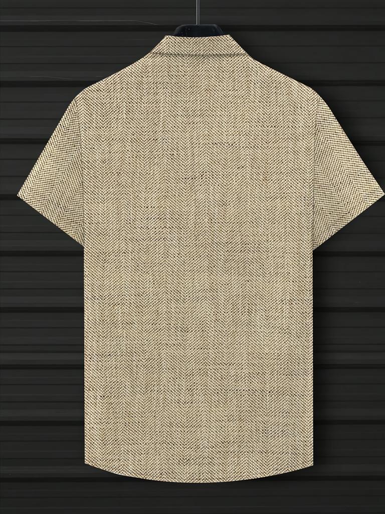 [Printe Esign-Not Texture] Summer Short Sleeve Shirt for Men with Sun Pattern, Button, Turn- Collar, Regular Fit, Fashionable Sports Casual Vacation