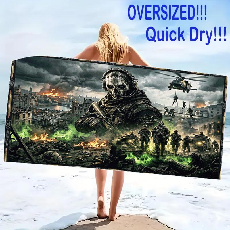Class Game Print Beach Towel, Large Soft Quick Dry Towel for Beach Camping Swimming