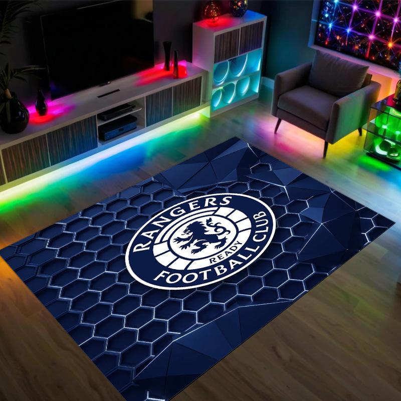 Rangers FC Design Crystal Velvet Carpet Cozy Non?Slip Printed Rug For Bedroom Living Room Entrance