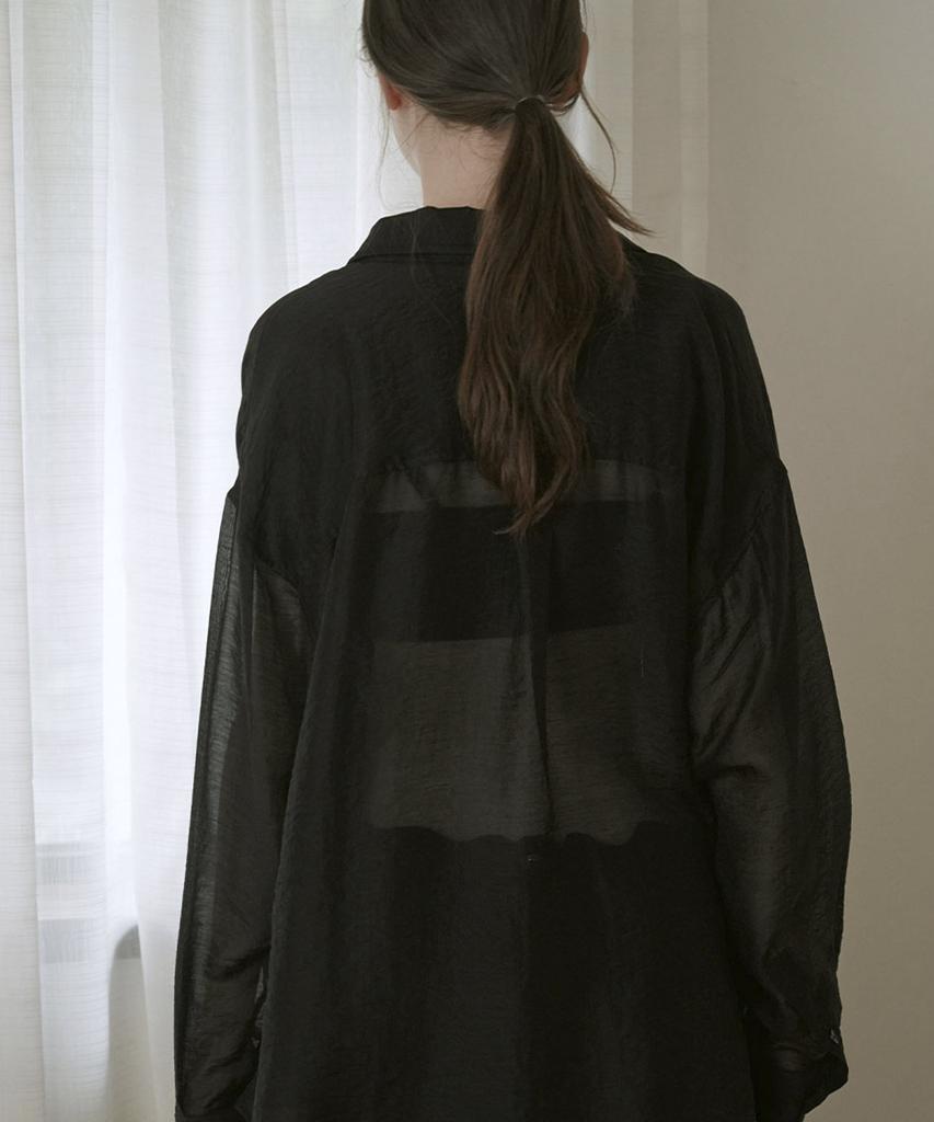 Mosyupamosyu See-Through Loose Fit Shirt [Black]