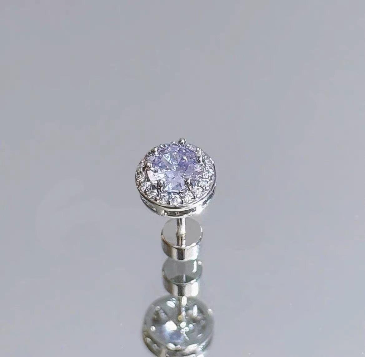 Four-leaf Clover Purple Diamond Helix Ear Stud: Elegant Titanium Steel for Women
