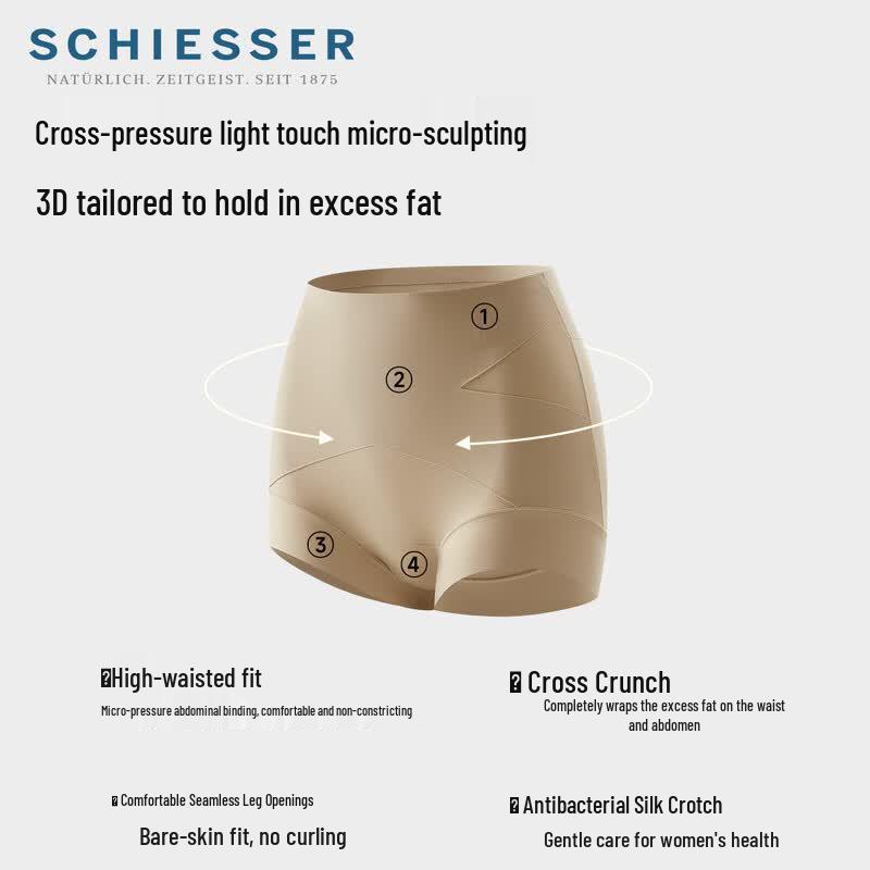 Schiesser Women's Seamless Mulberry Silk High-Waist Tummy Control Boxer Briefs