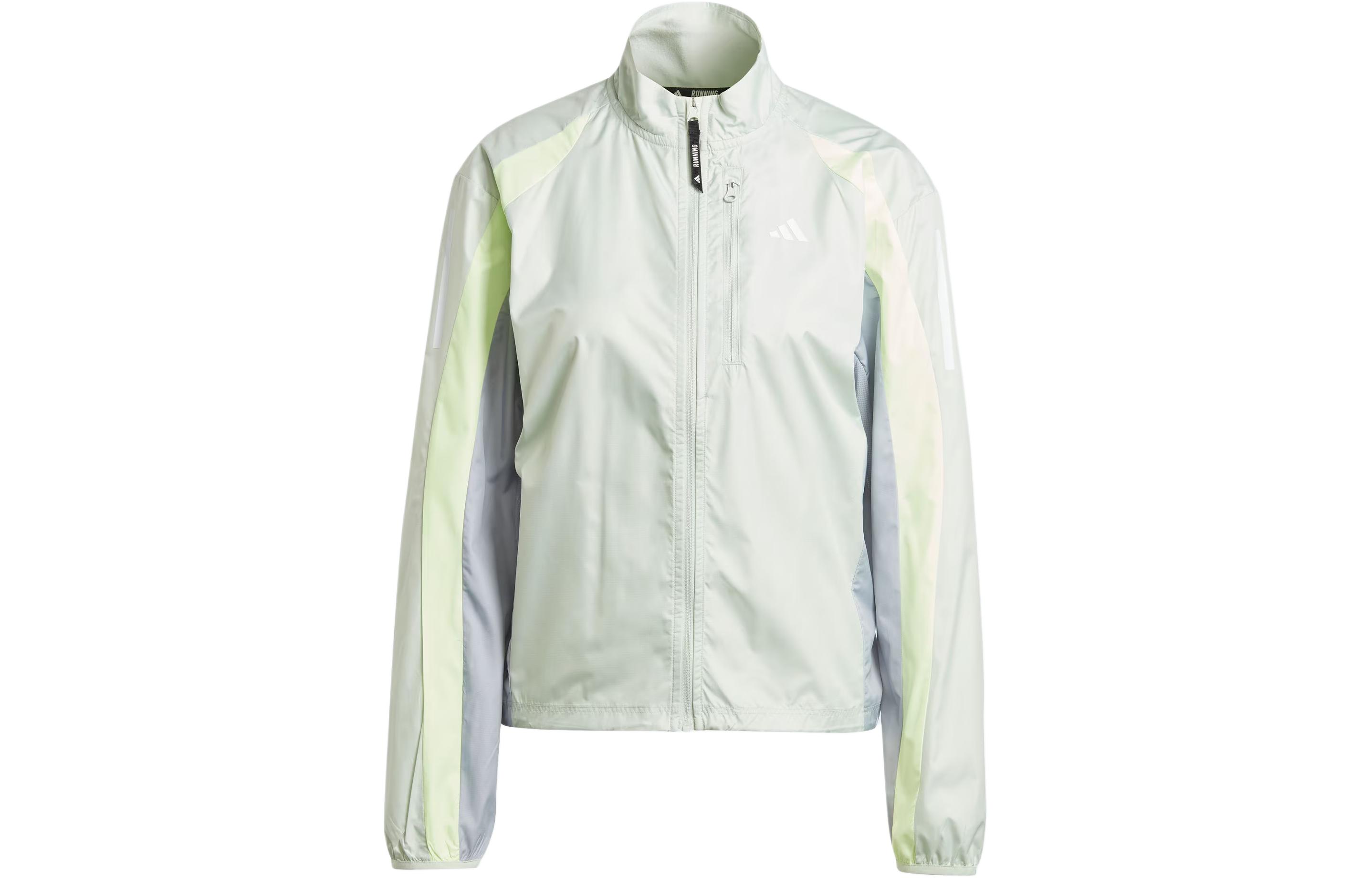 Adidas Own The Run Colorblock Jacket Stand Collar Jackets Women s Linen Green IQ3873 XS