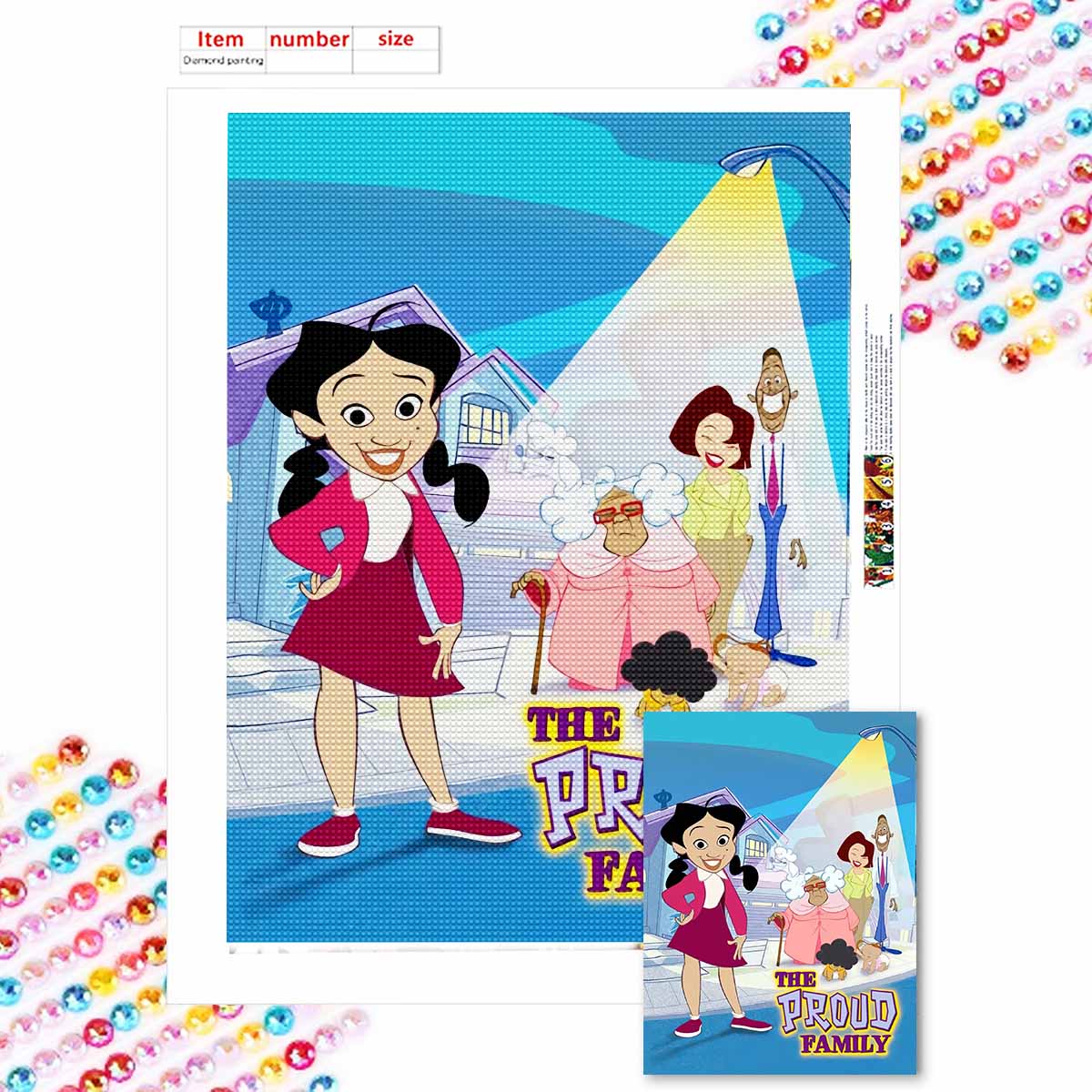 

DIY Diamond Painting A Proud Family Cross Stitch Kit Mosaic Art Diamond Painting Full Circle Diamond Home Decoration Round 20x30cm