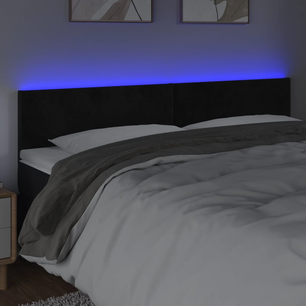 Vidaxl Zagłówek Do Łóżka Z Led, Czarny, 160X5X78/88 Cm, Aksamit