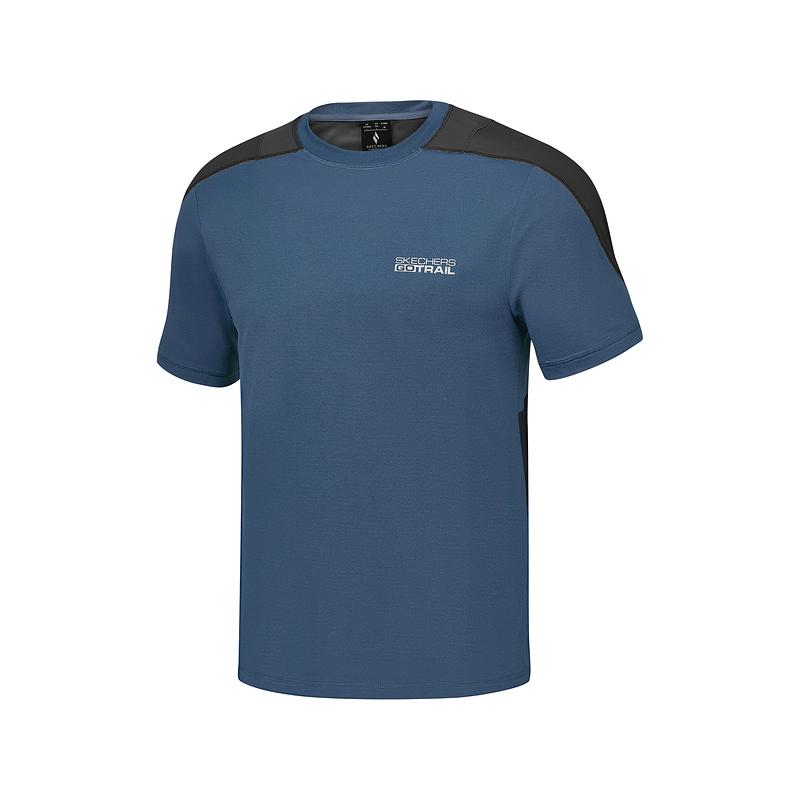Skechers Nautical Moisture-Wicking Breathable Quick-Dry Casual Sports Crew Neck Short Sleeve T-Shirt Unisex Tops Navy-Blue P225U029-027D XS