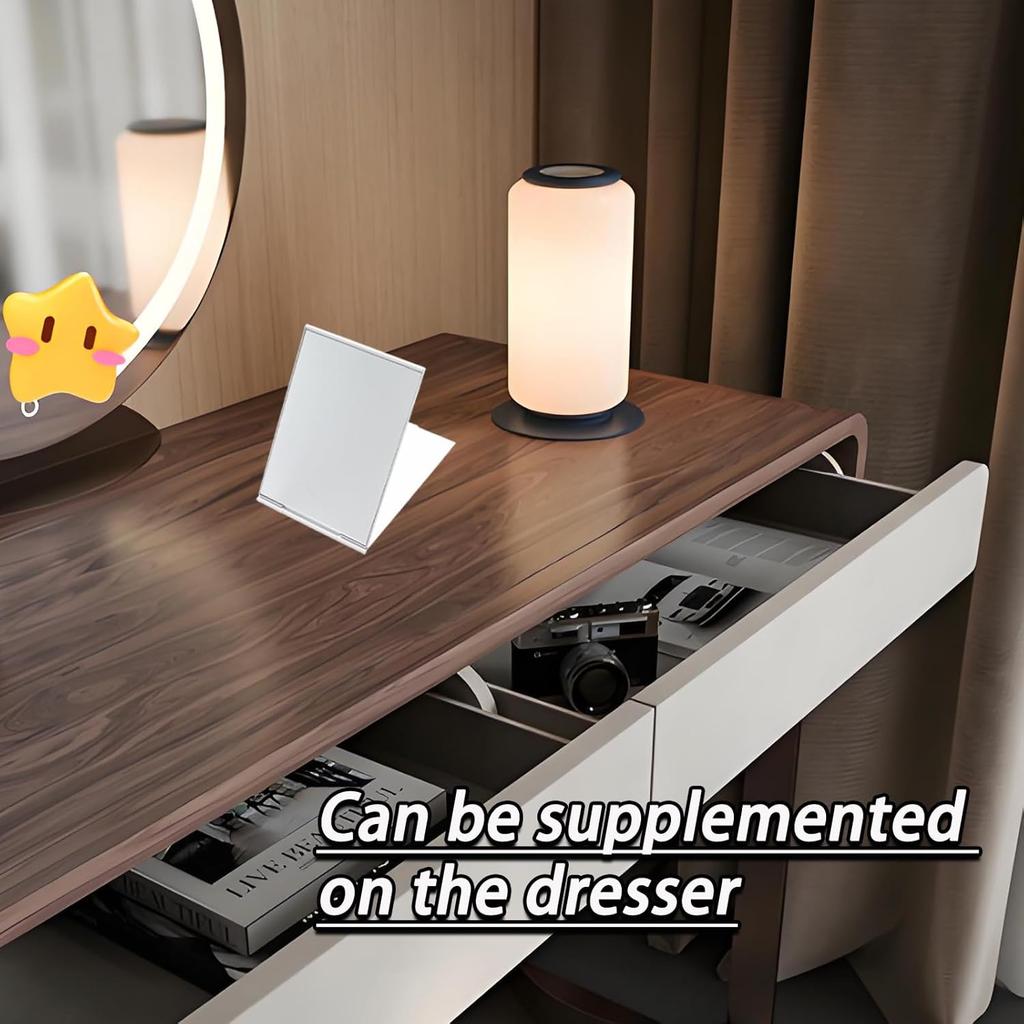 Portable Folding Mirror 4.5x3 Inch Ultra-Slim Aluminum Shell Compact Mirror for Travel Daily Work Business