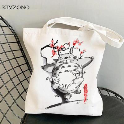 Totoro alışveriş çantası jüt çanta tuval tote shopper alışveriş yeniden kullanılabilir çanta jüt net sac cabas özel