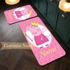 Little pink pig (1) Customize Name Flannel Kitchen Mat Soft Non-Slip Kitchen Floor Runner Rug for Home Kitchen Decor