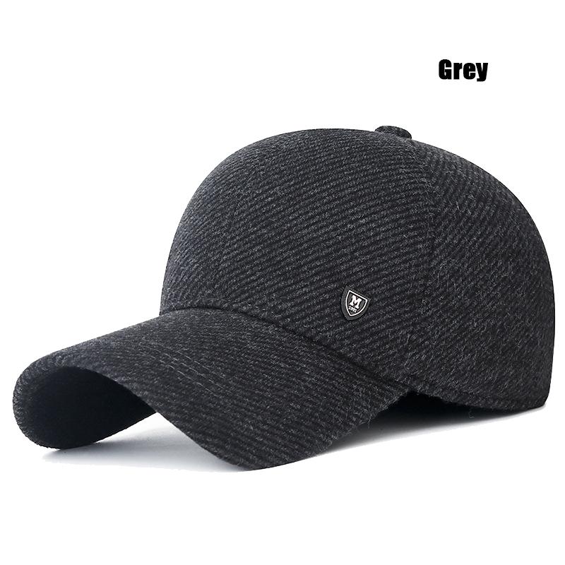 Mens Winter Baseball Cap with Ear Flaps, Baseball Winter Hats with Ear Flaps for Men Outdoor Walk Running  Adjustable Size
