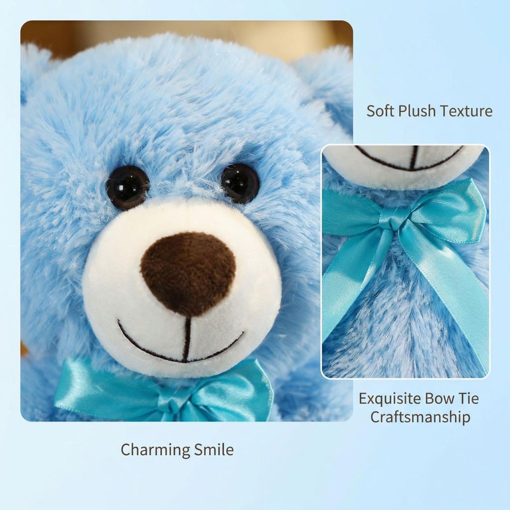 Bear Plush Toy With Bow, Teddy , Comforting And Sleep Inducing Doll.