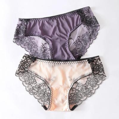 Mutandine da donna con bordi in pizzo, intimo, slip bikini in pizzo floreale per mutande da donna, senza cuciture, traspiranti, morbide ed elasticizzate