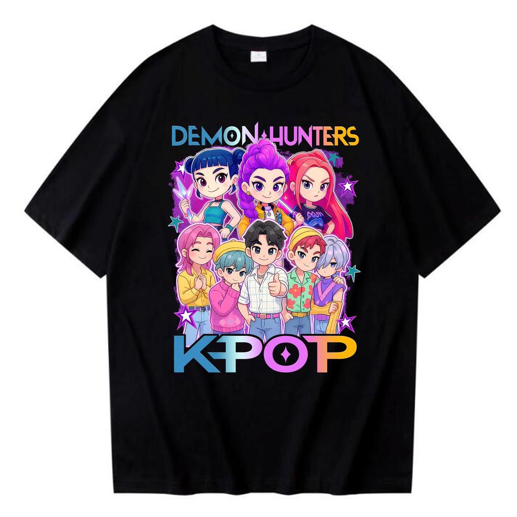 2025 Kpop Demon Hunters Saja Boys T-shirt Harajuku Women Girl Huntrix O-neck Summer Shirt Gift for Fans