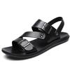 Fashion 2025 Men's Sandals Solid Color PU Leather Men Summer Shoes Casual Comfortable Open Toe Sandals Soft Beach Footwear Male Shoes