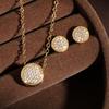 ZAKOL Shiny Micro-set Zircon Round CZ Stud Earrring Necklace Set for Women Exquisite Engagement Party Zircon Sets