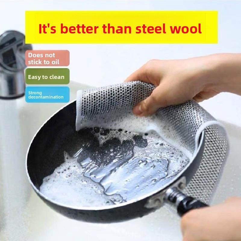 Silver Wire Cleaning Cloth Multipurpose Kitchen Scrubber for Pots, Stoves Dishes