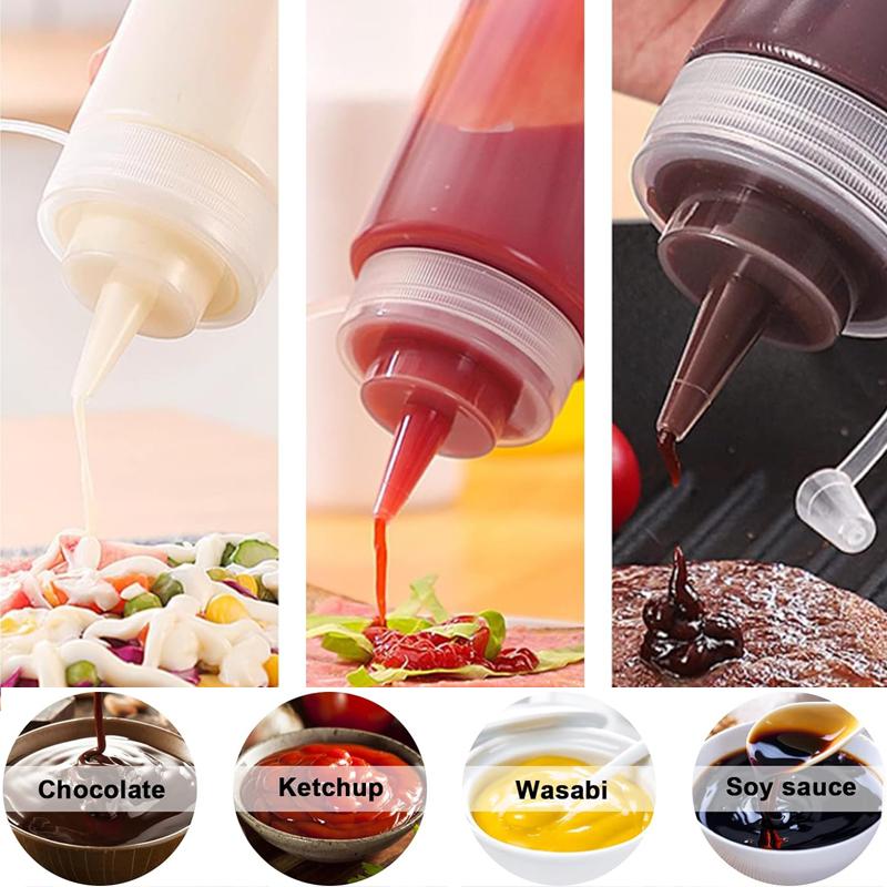 5Pcs 120-1000ml Plastic Sauce Squeeze Bottle Multipurpose Squirt Bottles Condiment Container For BBQ Oil Salad Dressing Kitchen