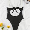 Contrasting color splicing one-piece swimsuit women's vacation beach hot spring swimsuit thin and meat-covered multi-color optional