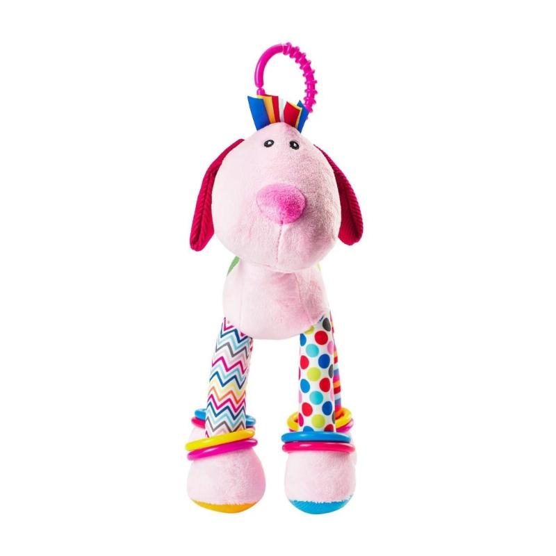 

Interactive Plush Giraffe Nursery Hanging Pendant Toy With Rattle And Teether For Baby Crib Stroller Soothing Accessory рожевий