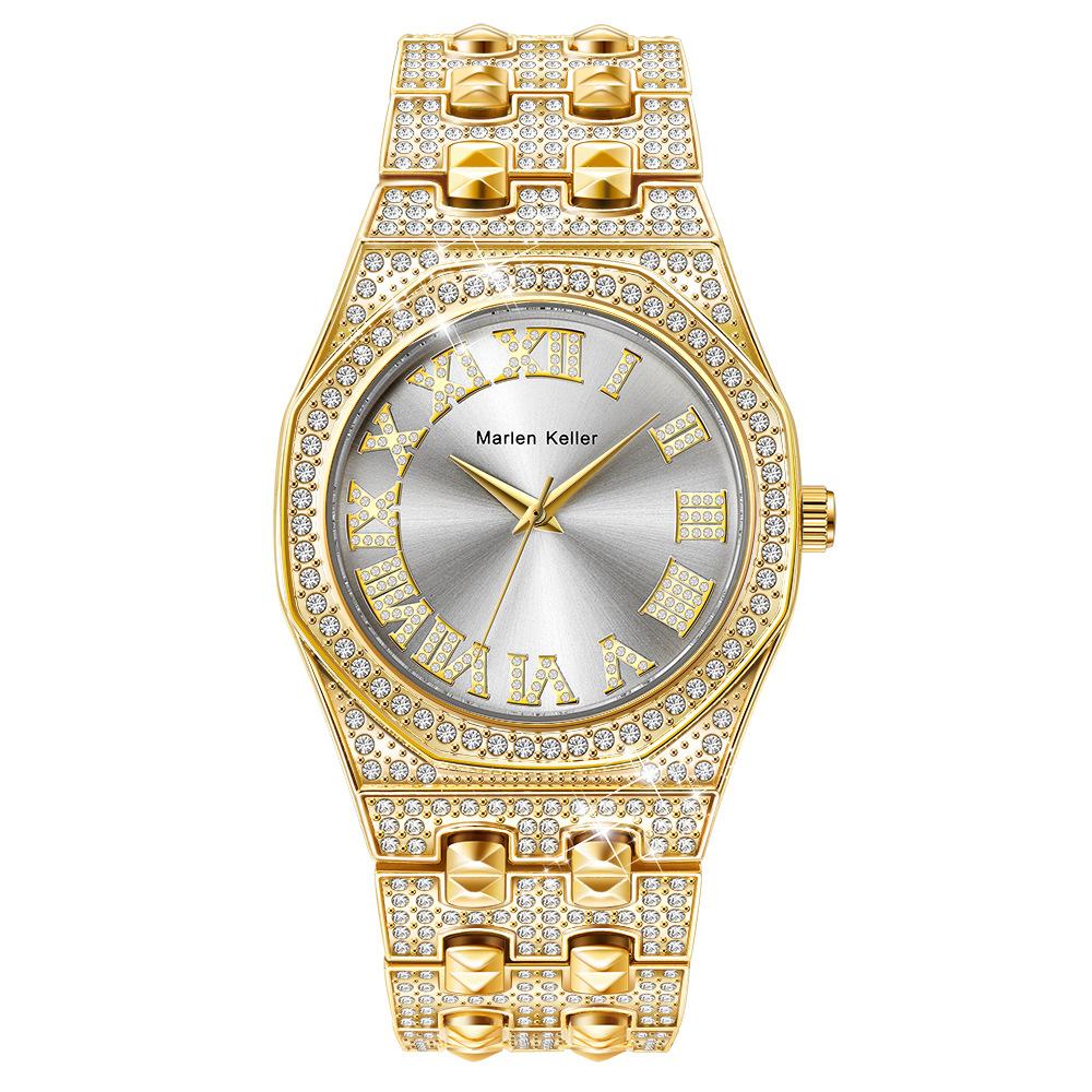 Luxury Full Diamond Men Watches Fashion Stainless Steel Strap Male Quartz Wristwatches