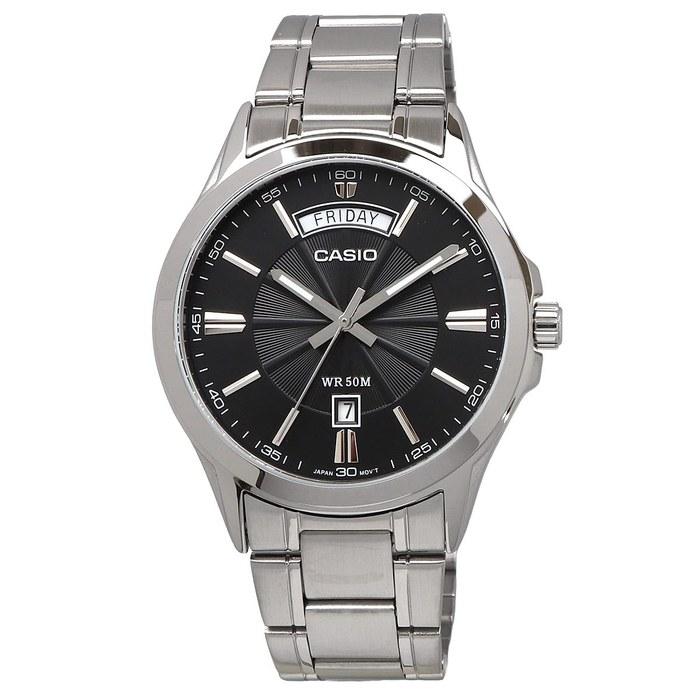 Casio MTP-1381D-1AV Men's Analog Quartz Watch, Silver/Black Metal Band