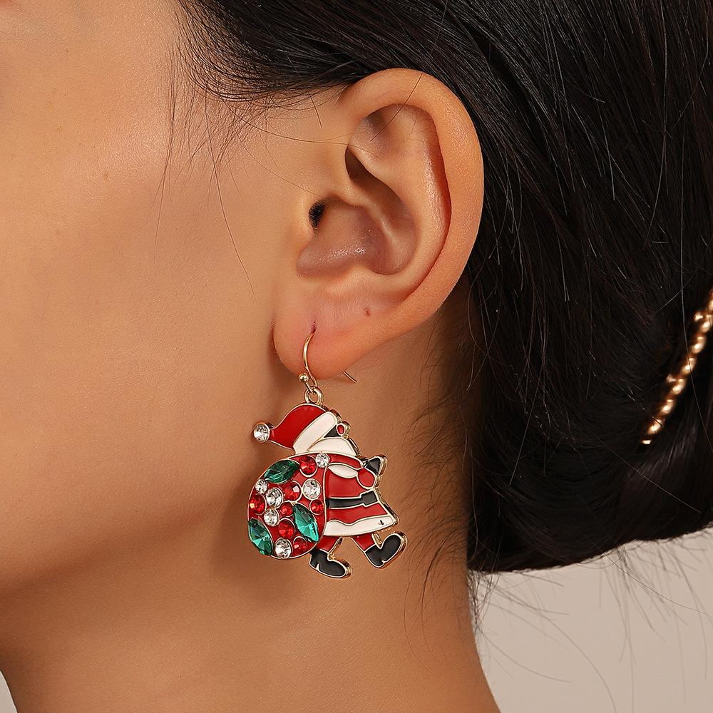 Classic Christmas Tree Dangle Earrings for Women Girl Cute Cartoon Red Letter Santa Claus Earrings Party New Year Gifts Jewelry