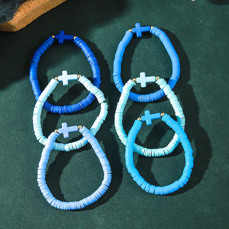 Hot-selling Personalized Elastic Soft Pottery Bracelet Set, Bohemian Cross Bracelet, Simple Jewelry for Women