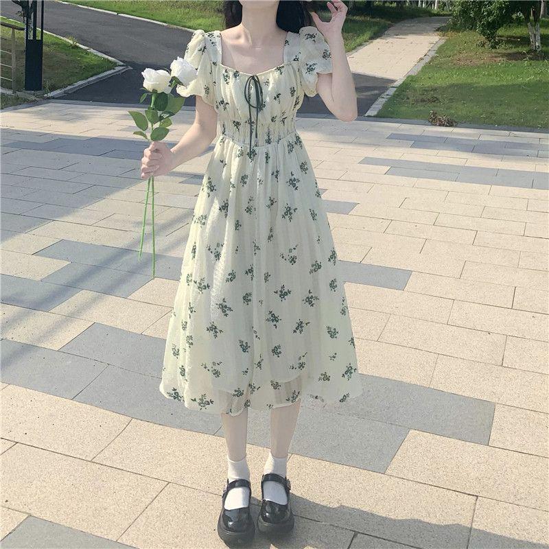Chic Floral Print Slim-Fit Dress for Women - 2026 Summer Collection S (Recommended 80-95 kg)